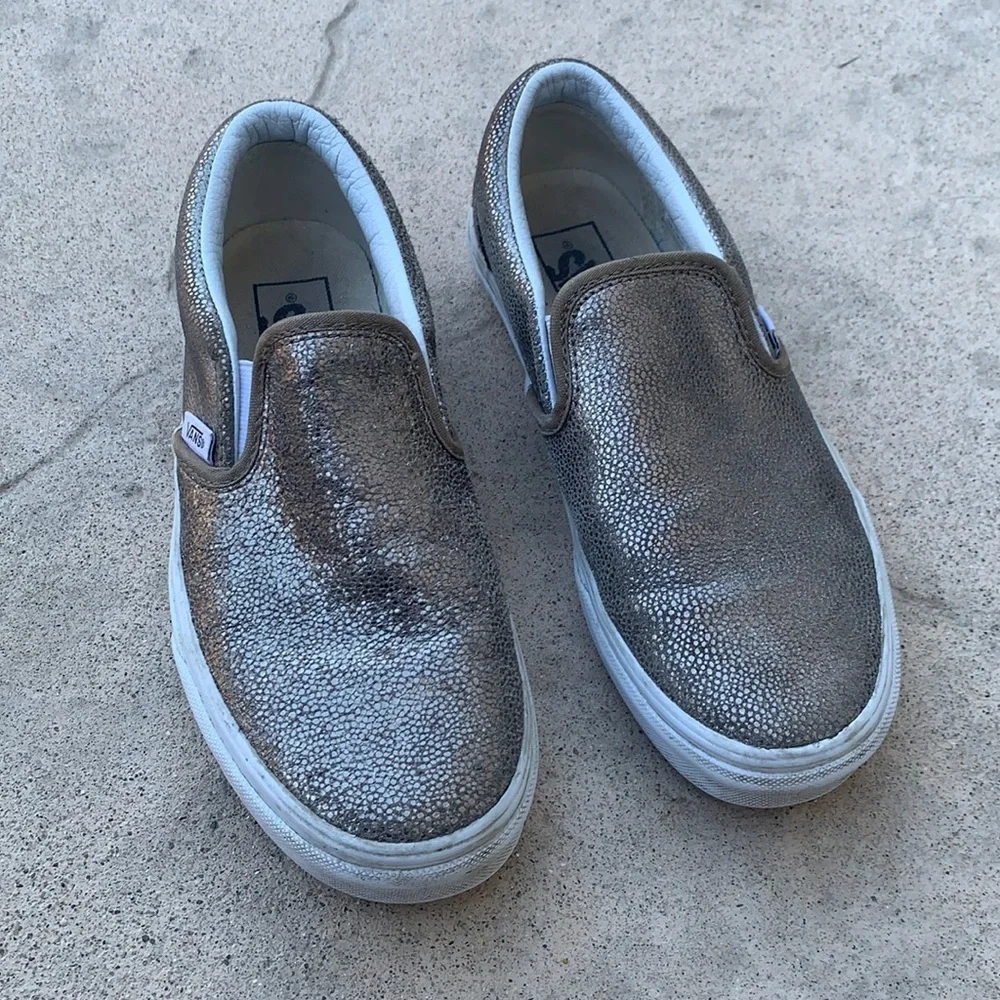 Vans Gold Shimmer Slip on Sneaker Women's Size 6.5 - Picture 1 of 9
